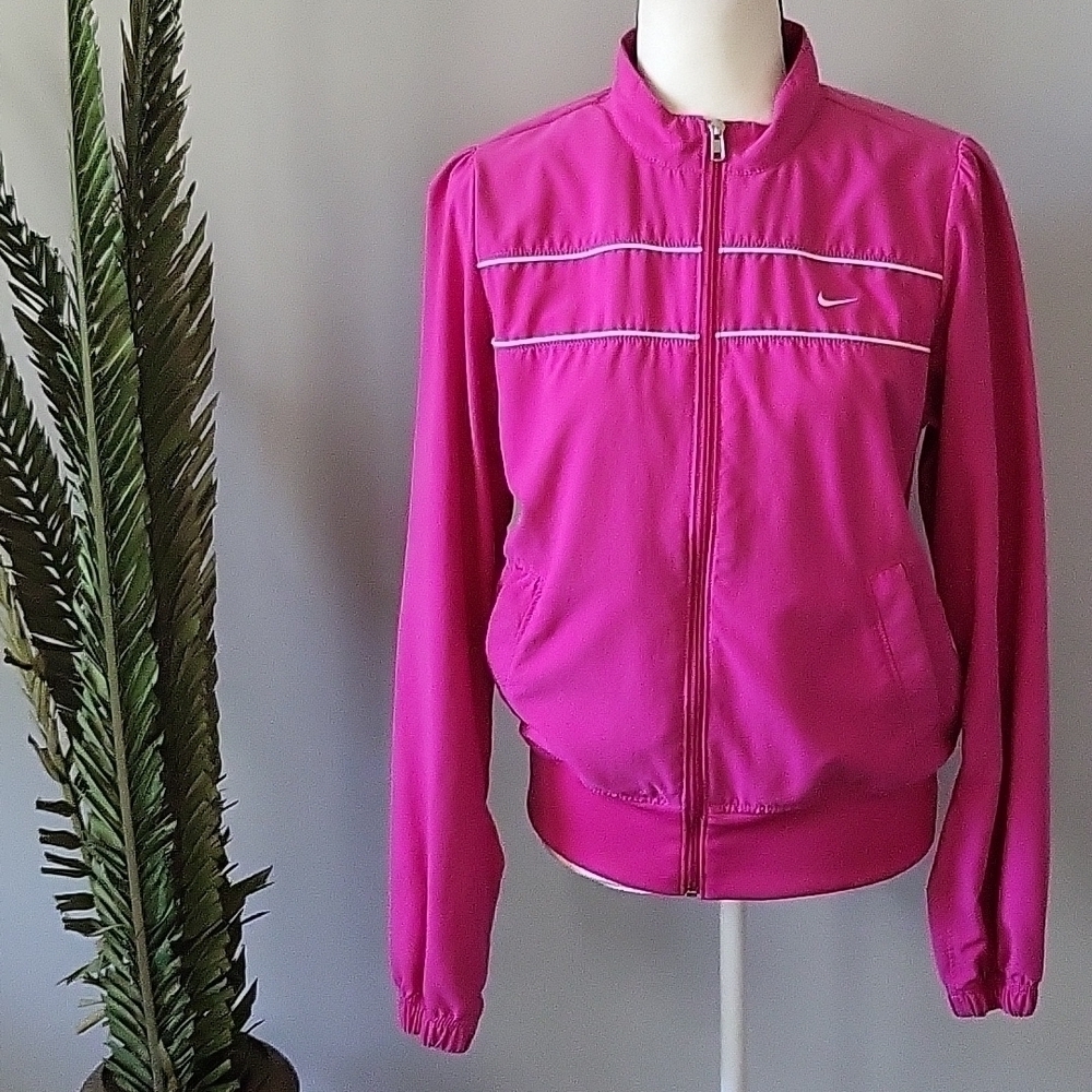Nike Retro Orange Tag Pink Zip Up Jacket with White Piping